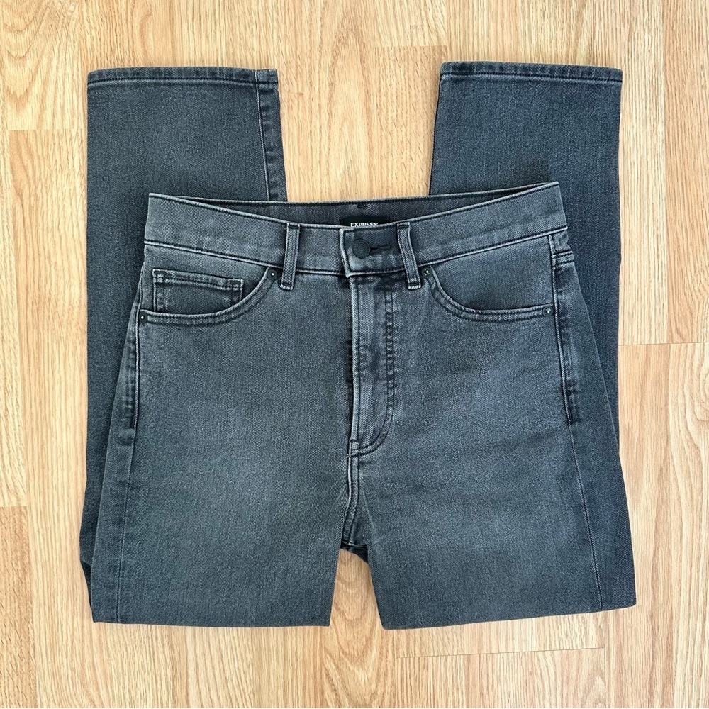 EXPRESS Slim High-Rise Black/Gray Jeans, 4 Short